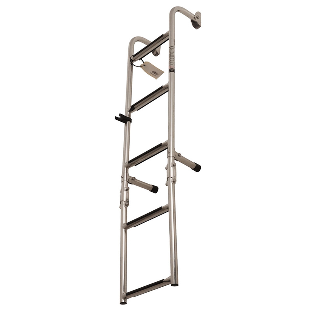 Long Base Stainless Steel 5-Step Ladder