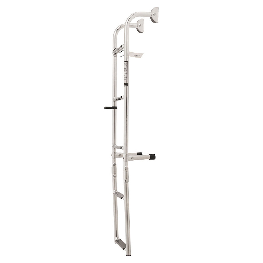 Long Base Stainless Steel 5-Step Ladder