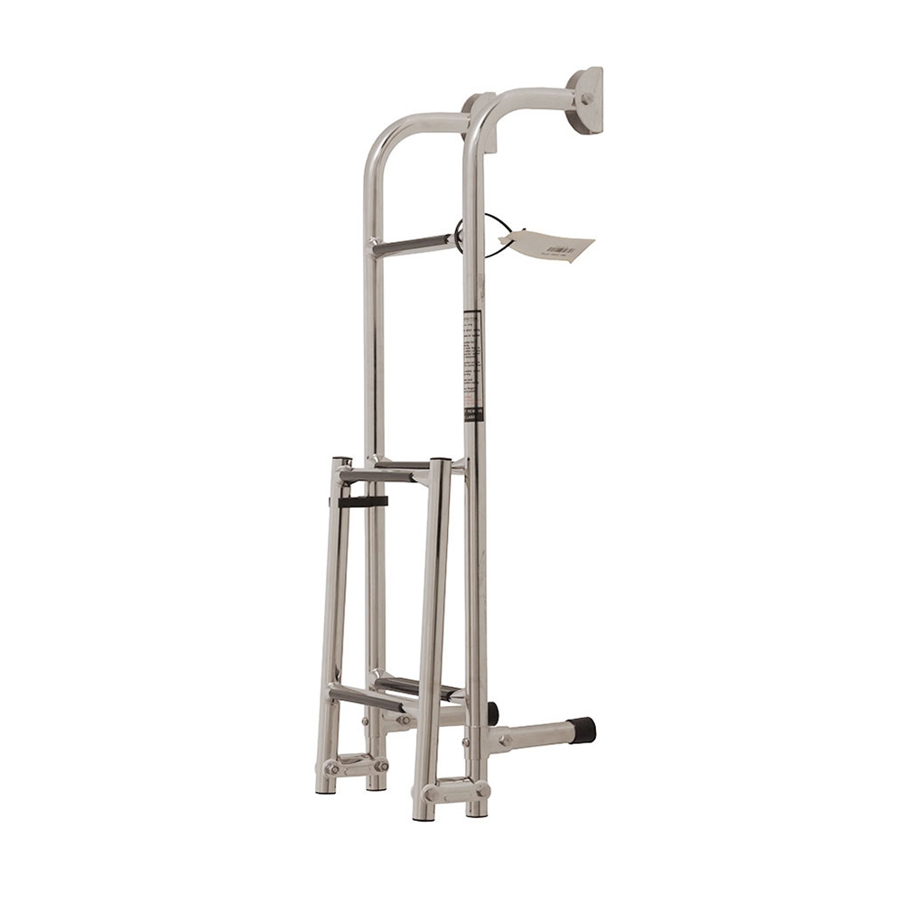 Long Base Stainless Steel 5-Step Ladder