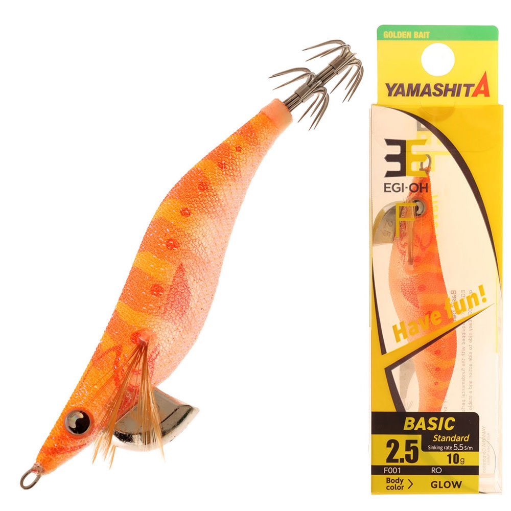Yamashita EGI-OH F Glow Squid Jig 2.5 75mm La-Me Orange/White