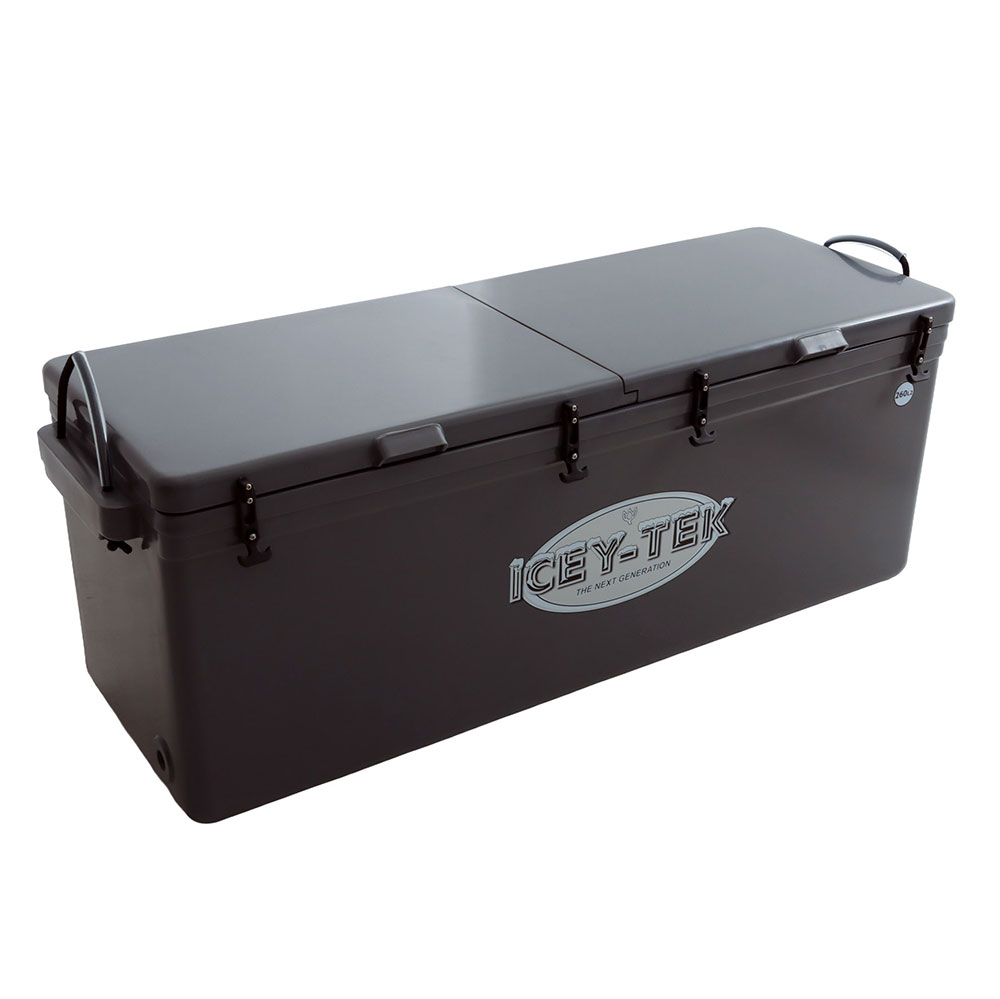 Icey-Tek Long Chilly Bin Cooler with Split Lid 260L Grey