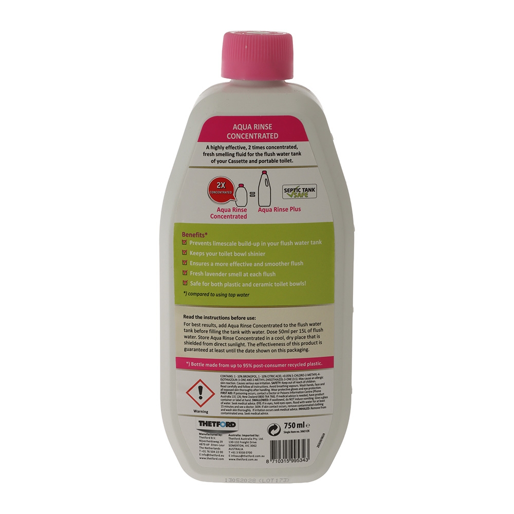 Thetford Aqua Rinse Concentrated RV & Caravan Flush Tank Fluid Pink 750ml