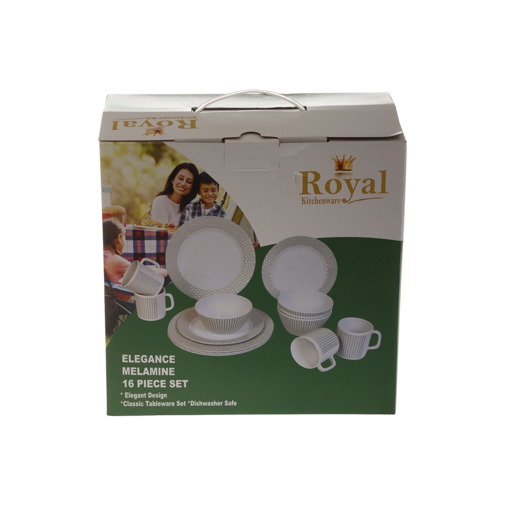 Royal Kitchenware Shatter-Resistant Melamine 16-Piece Tableware Set Elegance