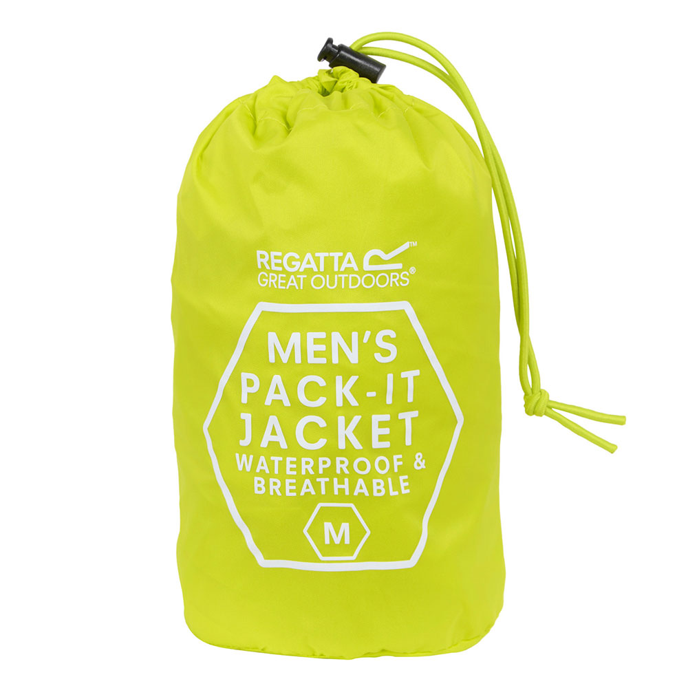 Regatta Pack It Mens Waterproof Jacket Neon