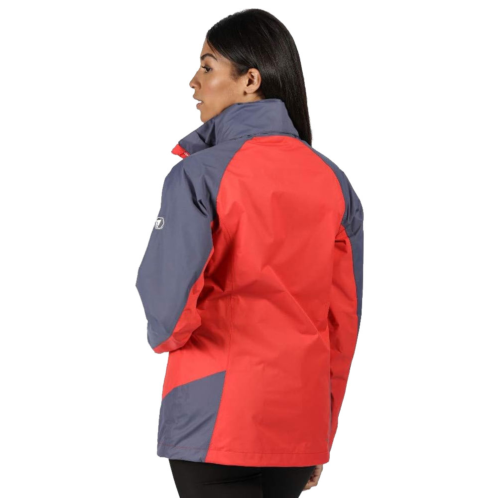 Regatta Calderdale III Womens Waterproof Jacket Red Sky/Onyx Grey Size 16