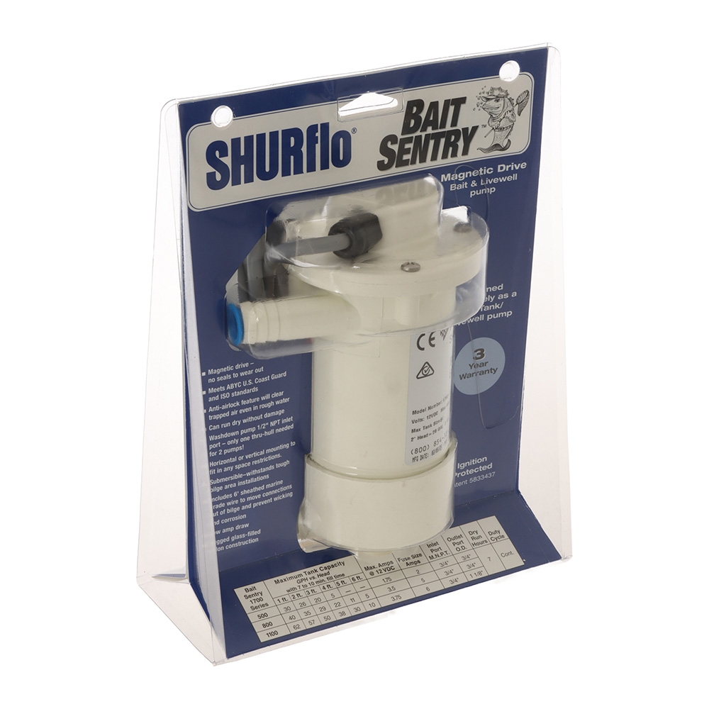 Shurflo Bait Sentry Magnetic Drive Livewell Pump 500GPH 12V