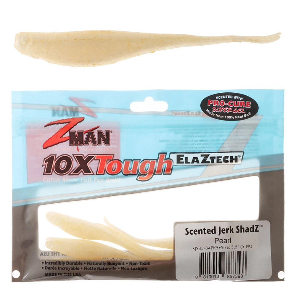 Z-Man Jerk ShadZ Scented Soft Bait 8.9cm Qty 5 Pearl Z-Man Jerk ShadZ Scented Soft Bait 8.9cm Qty 5 Pearl