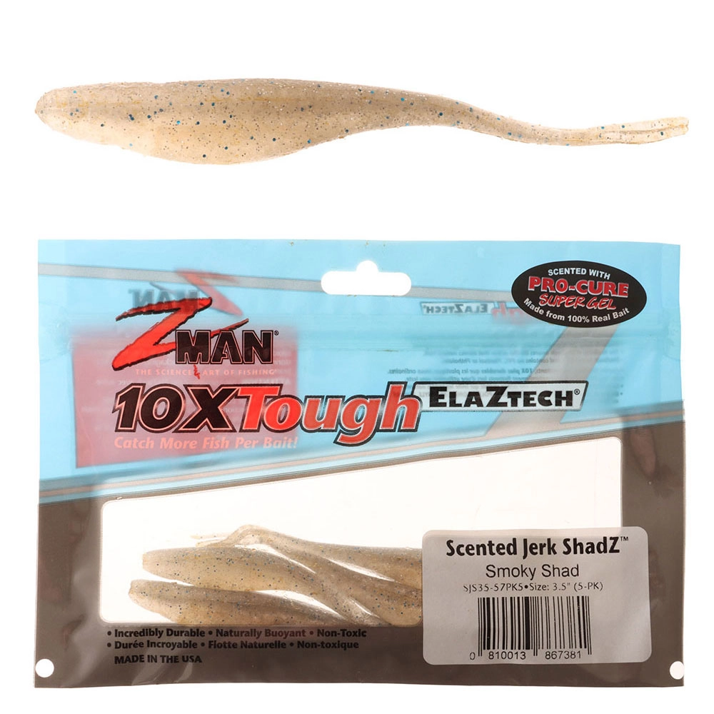 Z-Man Jerk ShadZ Scented Soft Bait 8.9cm Qty 5 Smokey Shad Z-Man Jerk ShadZ Scented Soft Bait 8.9cm Qty 5 Smokey Shad