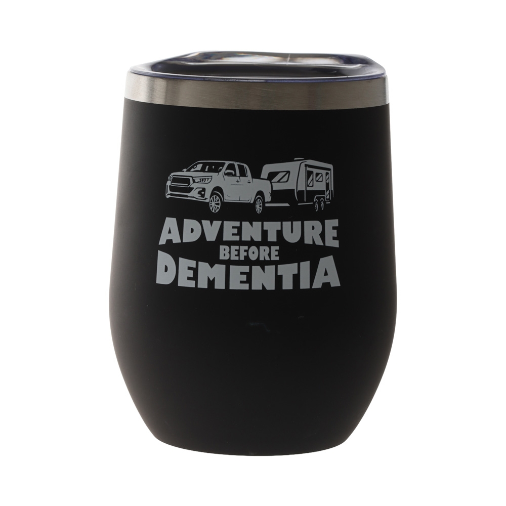 Royal Kitchenware Insulated Keep Cup 340ml Black/ Adventure Before Dementia