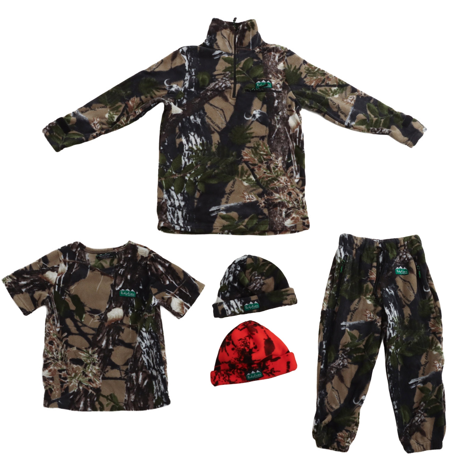 Ridgeline Kids Little Critters 5 Piece Fleece Clothing Pack Buffalo Camo Age 12
