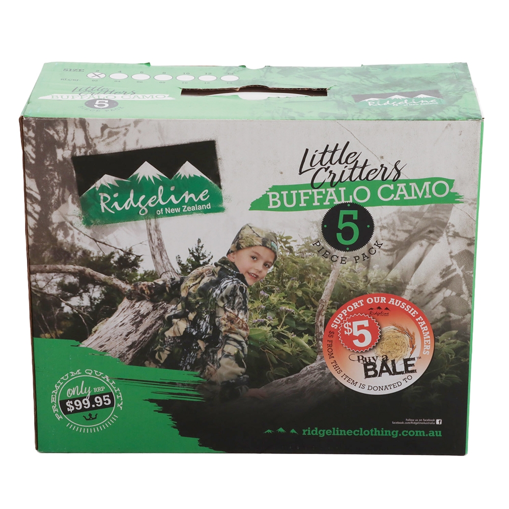 Ridgeline Kids Little Critters 5 Piece Fleece Clothing Pack Buffalo Camo Age 12