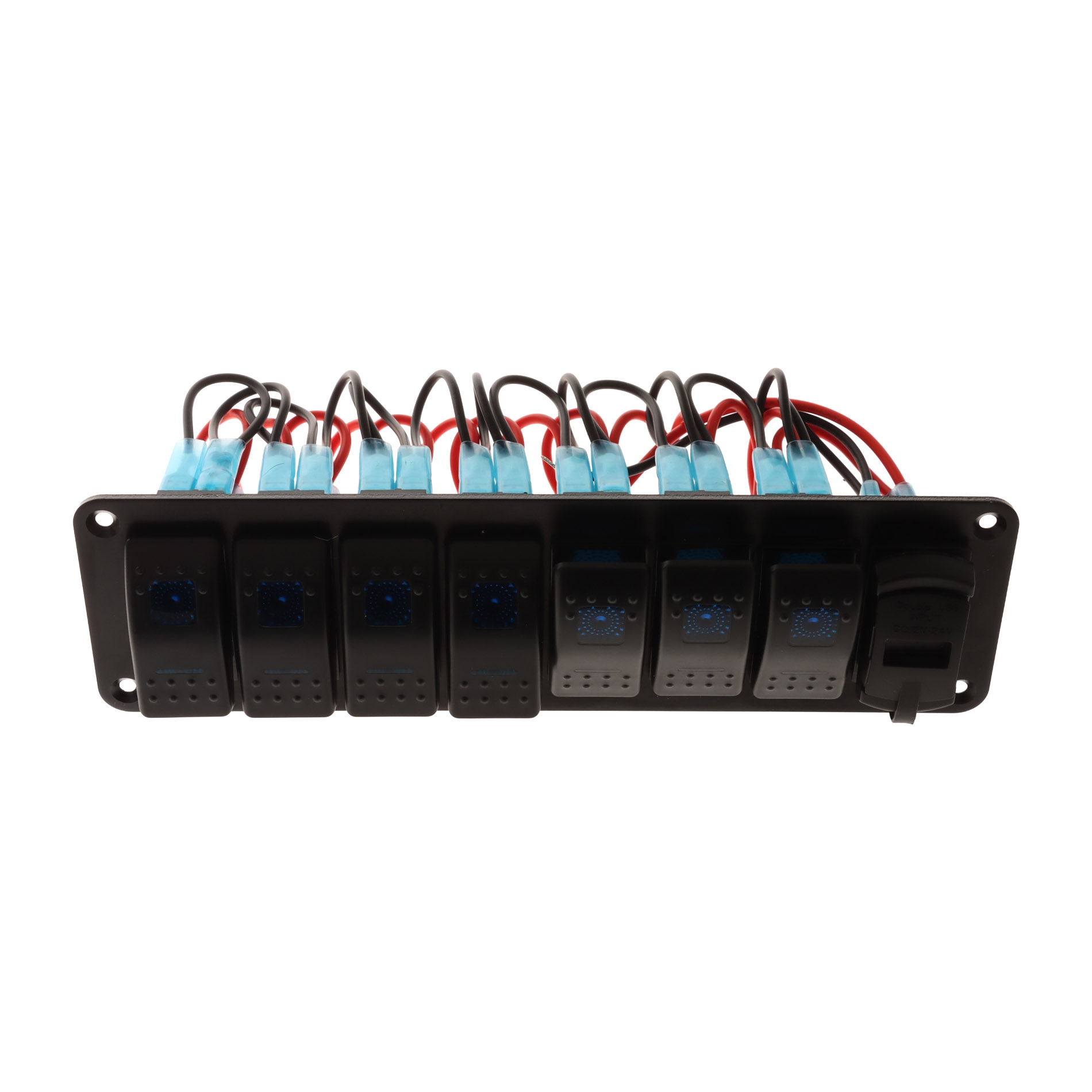 7-Gang Rocker Switch Panel with Dual USB Fast Charger 5V/4.8A