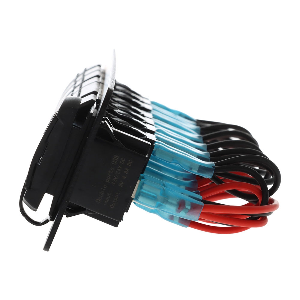 7-Gang Rocker Switch Panel with Dual USB Fast Charger 5V/4.8A