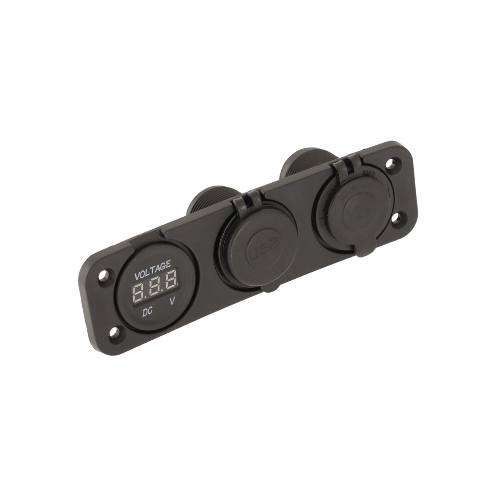 Dual USB Charging Panel with Voltmeter and Power Socket