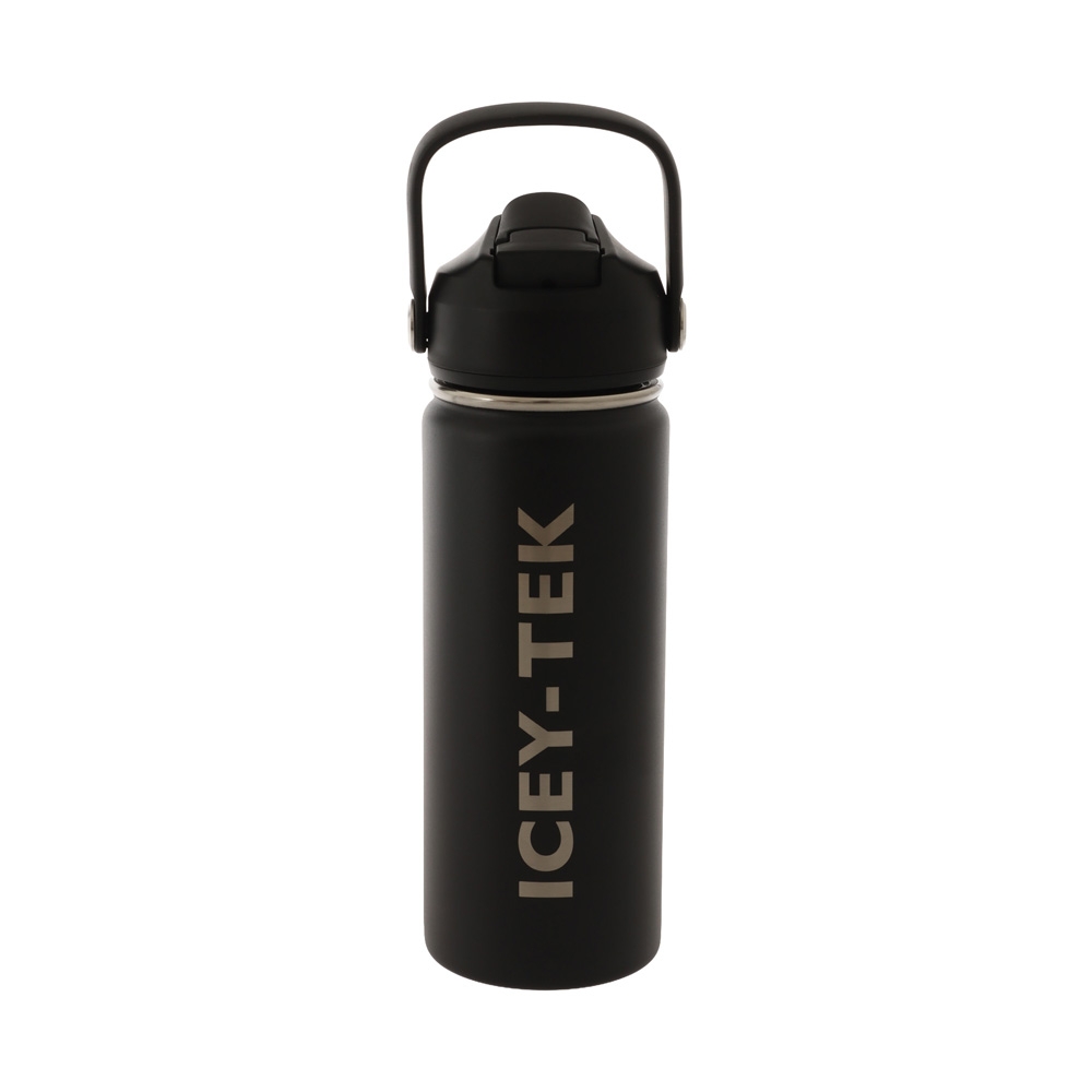 Icey-Tek Insulated Water Bottle with Straw Lid 530ml Black