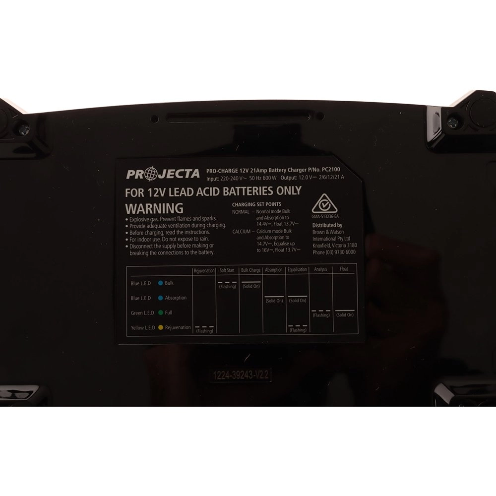 Projecta PC2100 Pro-Charge 6-Stage Automatic Battery Charger 12V 21A Projecta PC2100 Pro-Charge 6-Stage Automatic Battery Charger 12V 21A