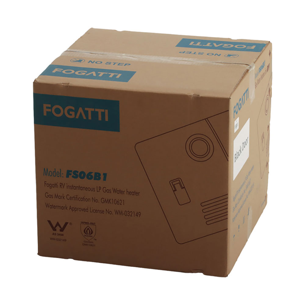 Fogatti InstaShower 6 RV Tankless Water Heater System Black Door