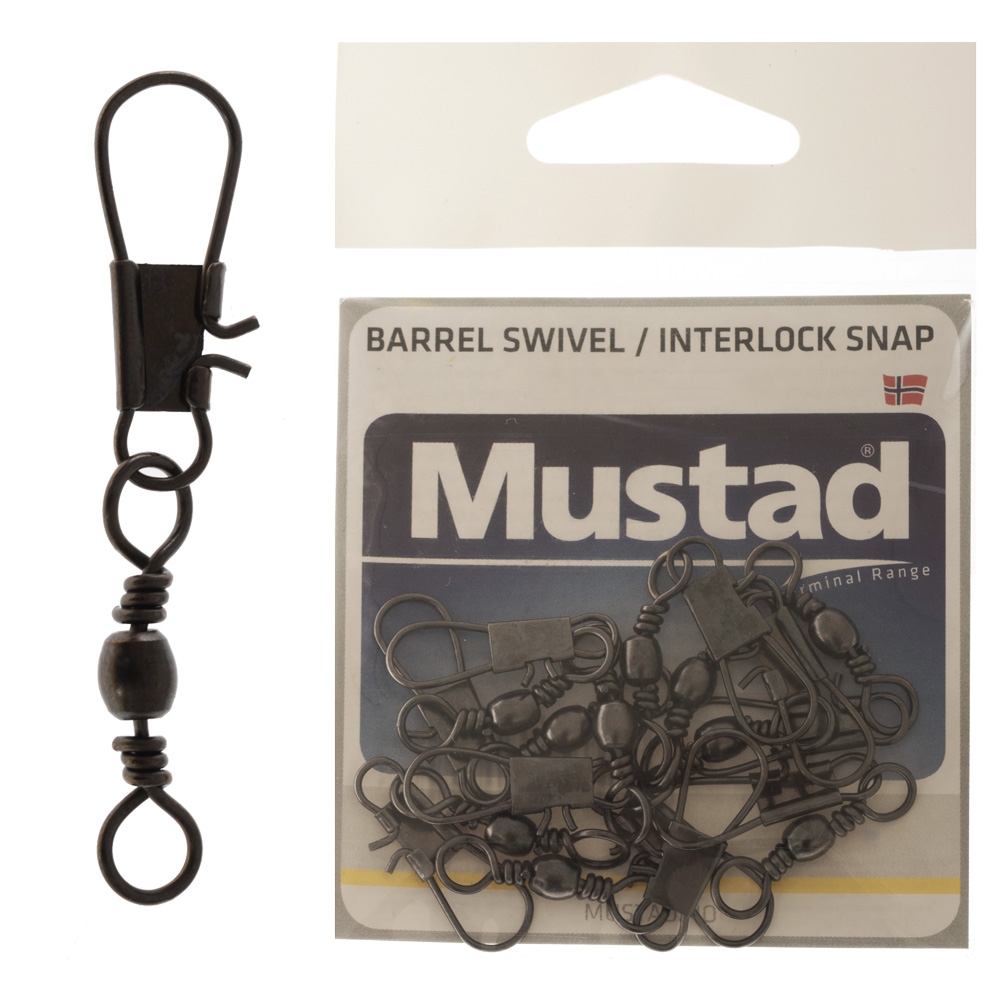 Mustad Barrel Swivel with Interlock Snap Size 4 Qty 10