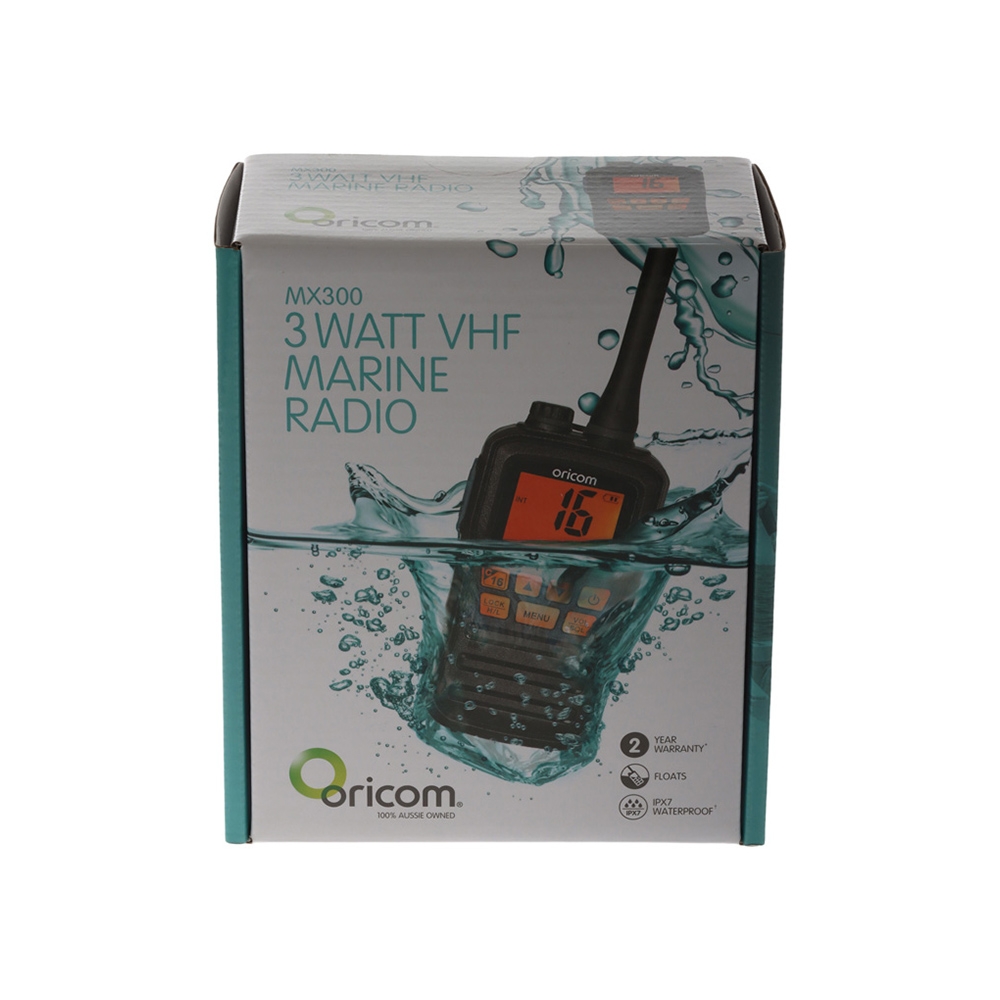 Oricom MX300 Waterproof Handheld VHF Marine Radio Black