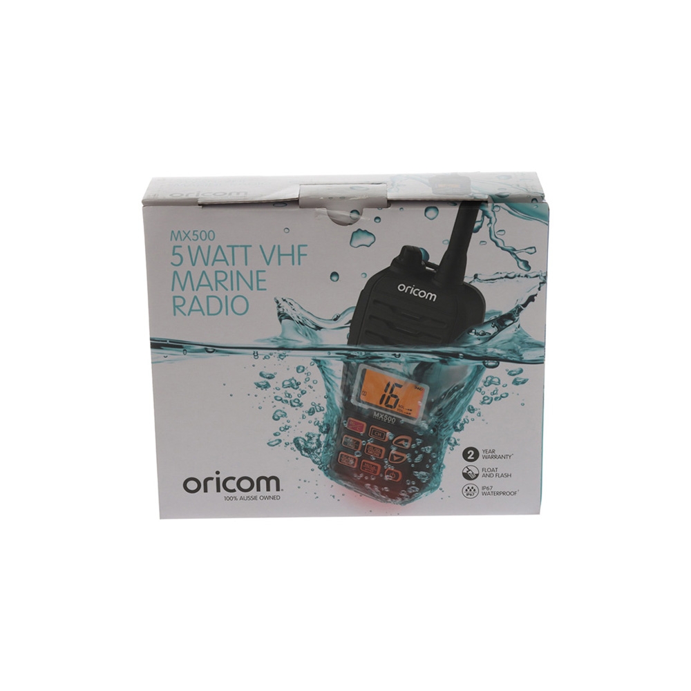 Oricom MX500 Waterproof Handheld VHF Marine Radio 5W Black
