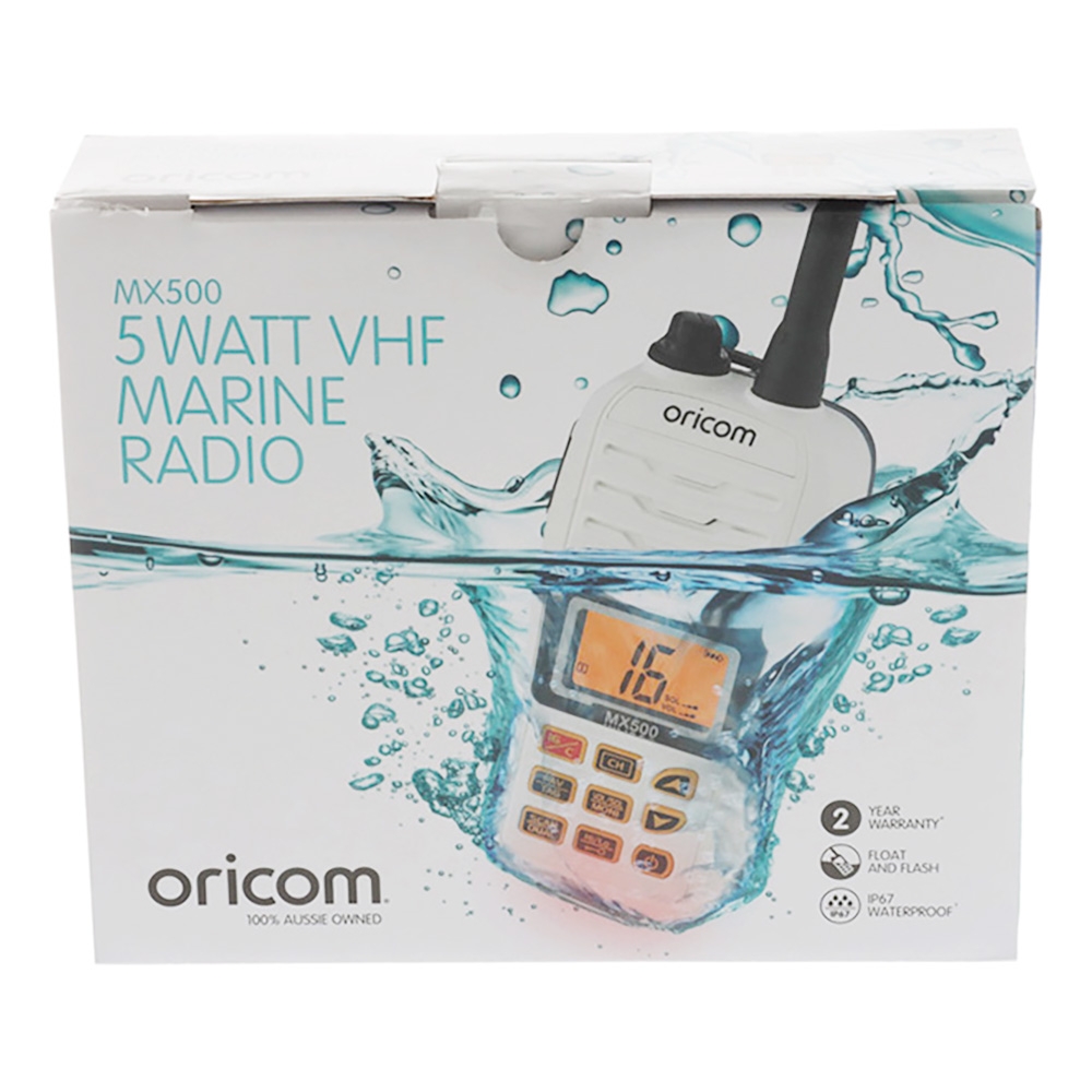 Oricom MX500 Waterproof Handheld VHF Marine Radio 5W White