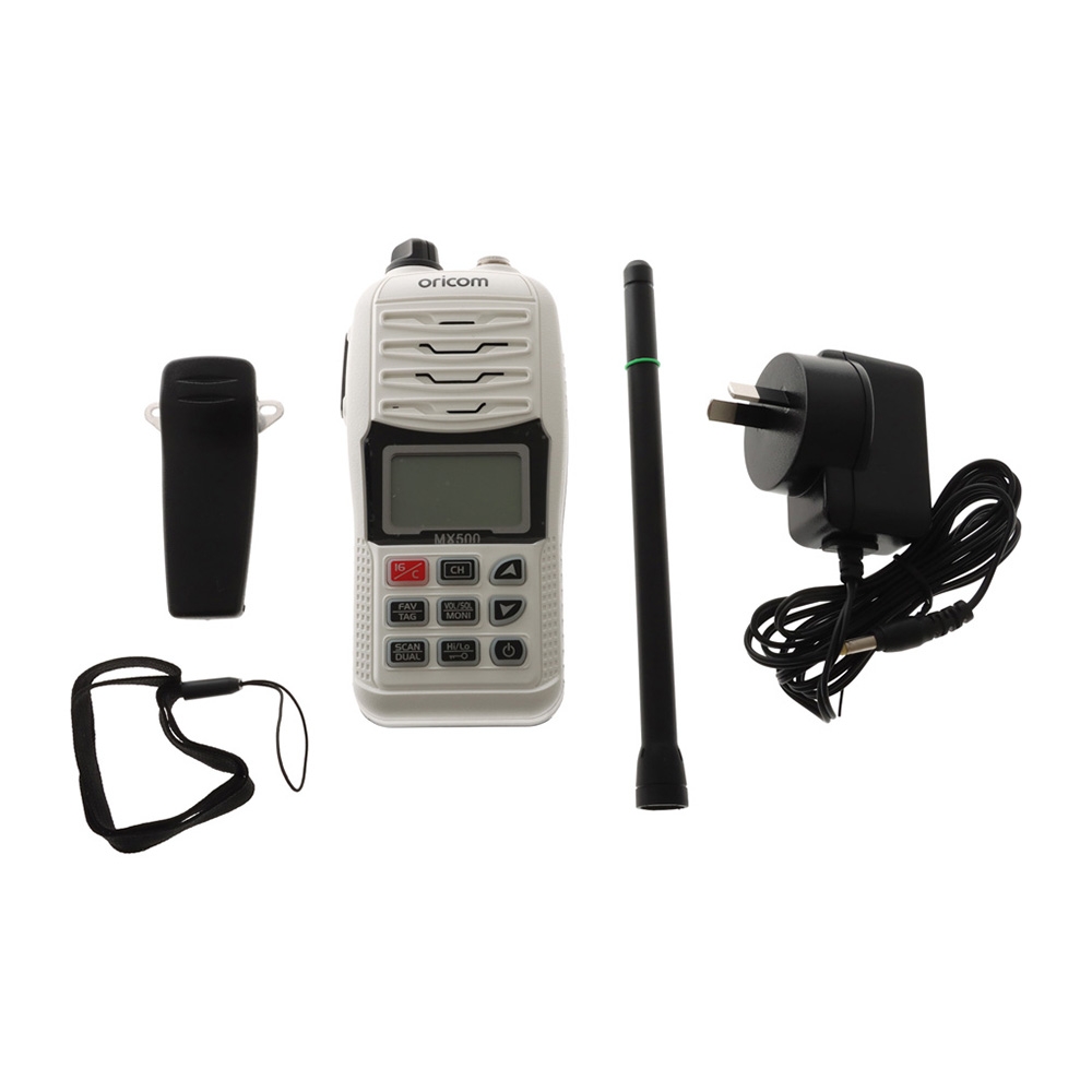 Oricom MX500 Waterproof Handheld VHF Marine Radio 5W White