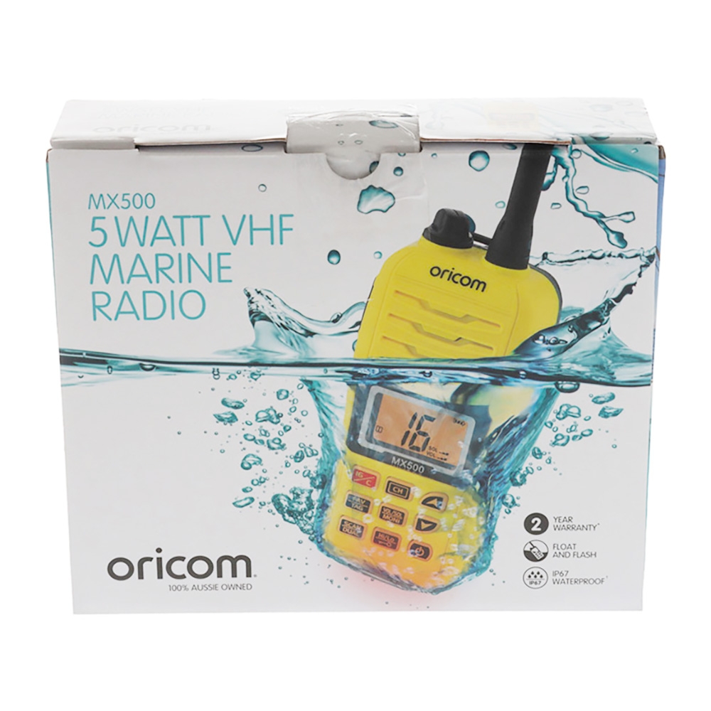 Oricom MX500 Waterproof Handheld VHF Marine Radio 5W Yellow