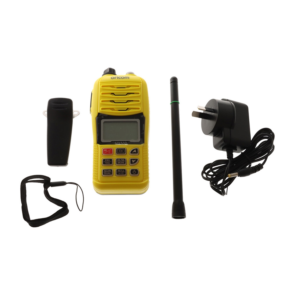 Oricom MX500 Waterproof Handheld VHF Marine Radio 5W Yellow