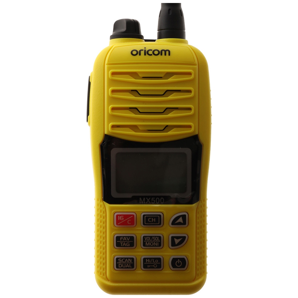 Oricom MX500 Waterproof Handheld VHF Marine Radio 5W Yellow