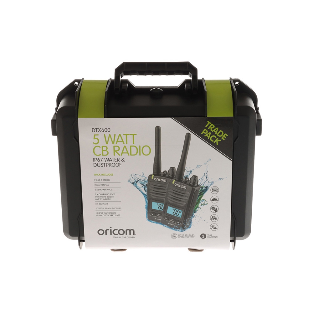 Oricom DTXTP600 Waterproof Handheld UHF CB Radio Trade Pack  5W