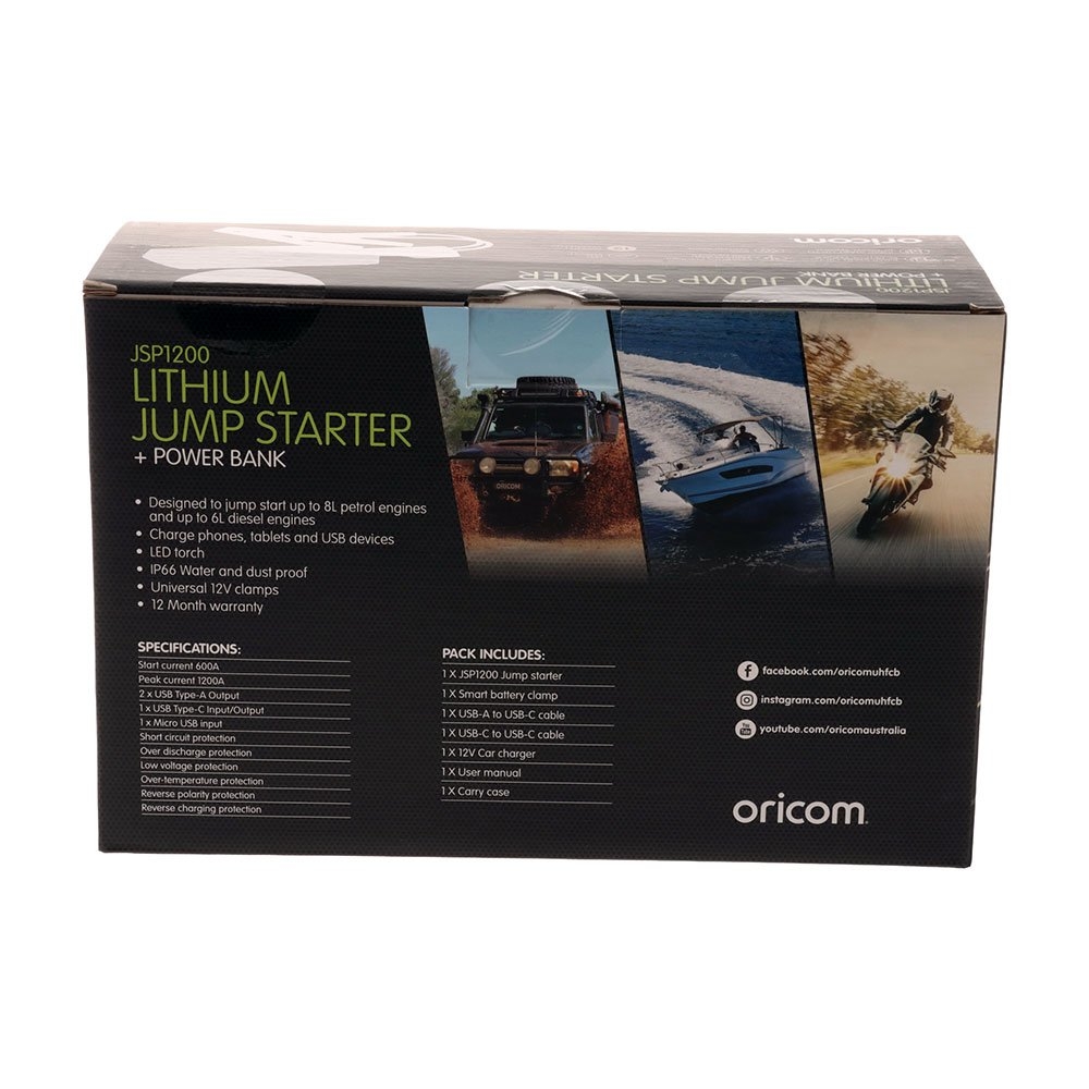 Oricom Waterproof Lithium Jump Starter Power Bank 1200A