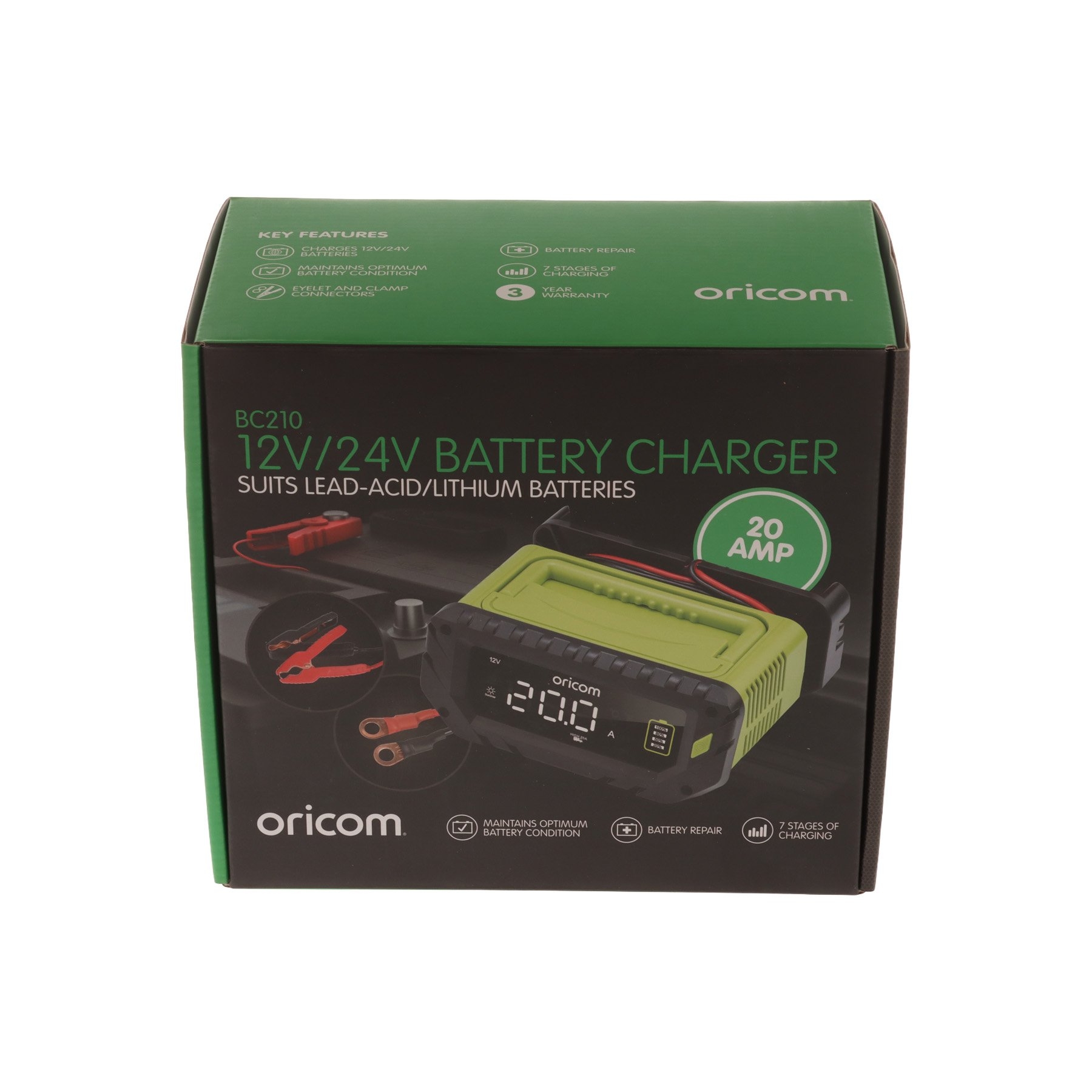 Oricom 7-Stage Battery Charger and Maintainer 20A 12/24V 
