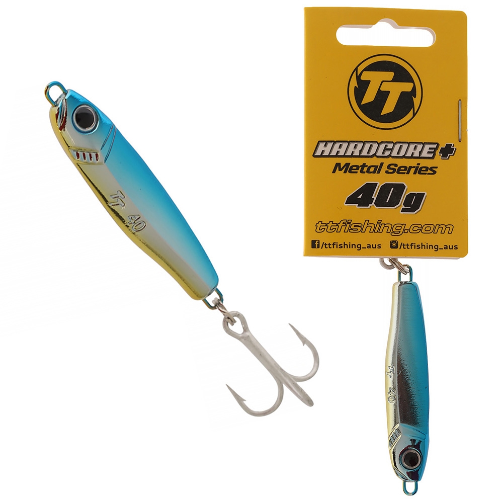 TT Lures Hard Core+ Metal Lure 40g Chrome Blue Back