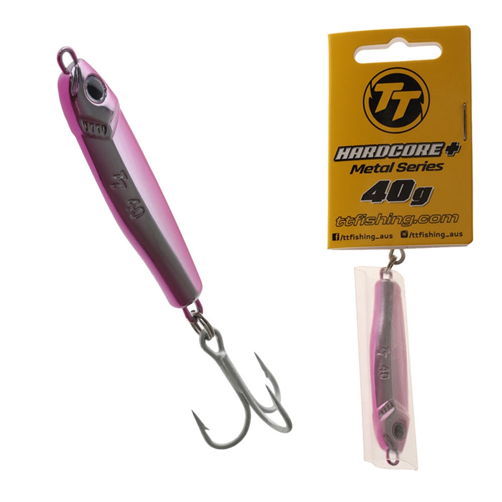 TT Lures Hard Core+ Metal Lure 40g Chrome Pink Back