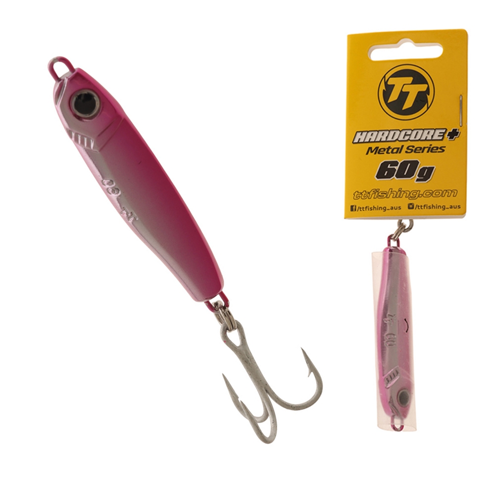 TT Lures Hard Core+ Metal Lure 60g Chrome Pink Back