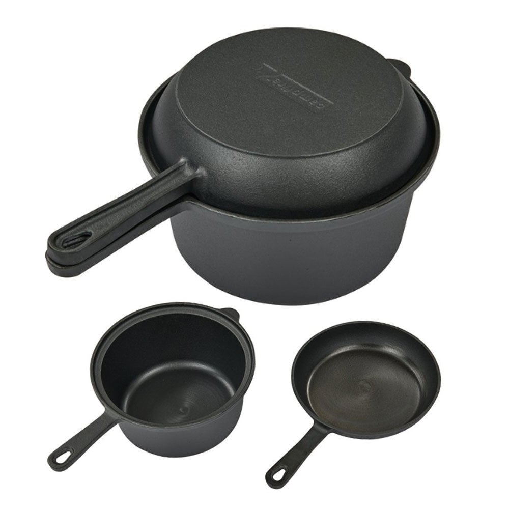 Campfire Cast Iron Saucepan with Skillet Frying Pan Combo 2.2L 20cm