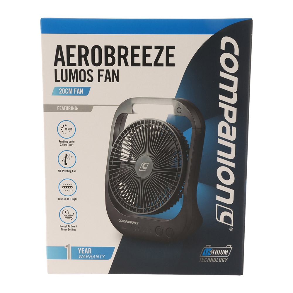 Companion Aerobreeze Lumos Fan with Light 20cm