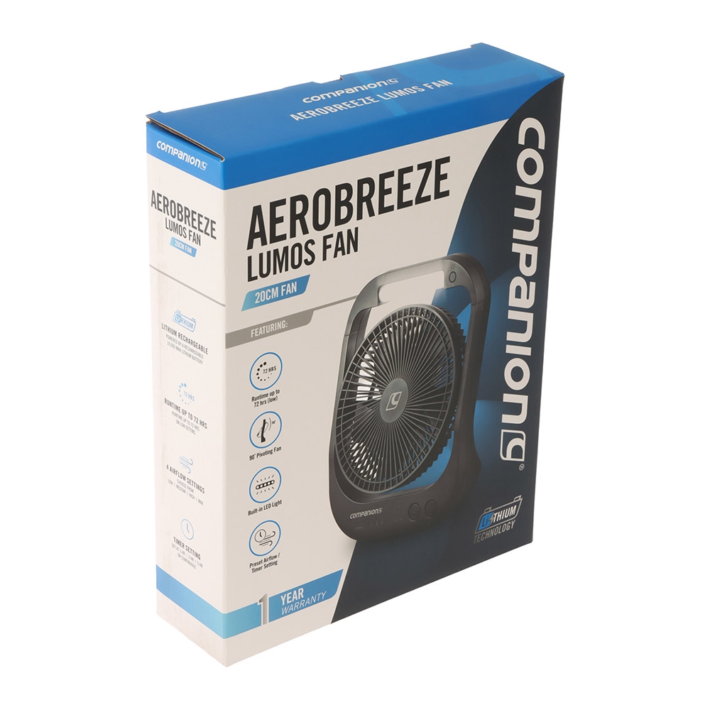 Companion Aerobreeze Lumos Fan with Light 20cm