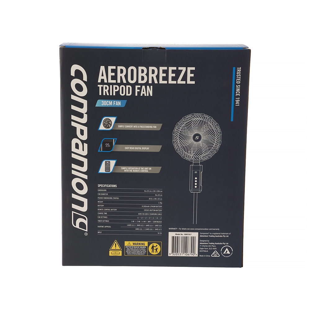 Companion Aerobreeze Tripod Fan 30cm