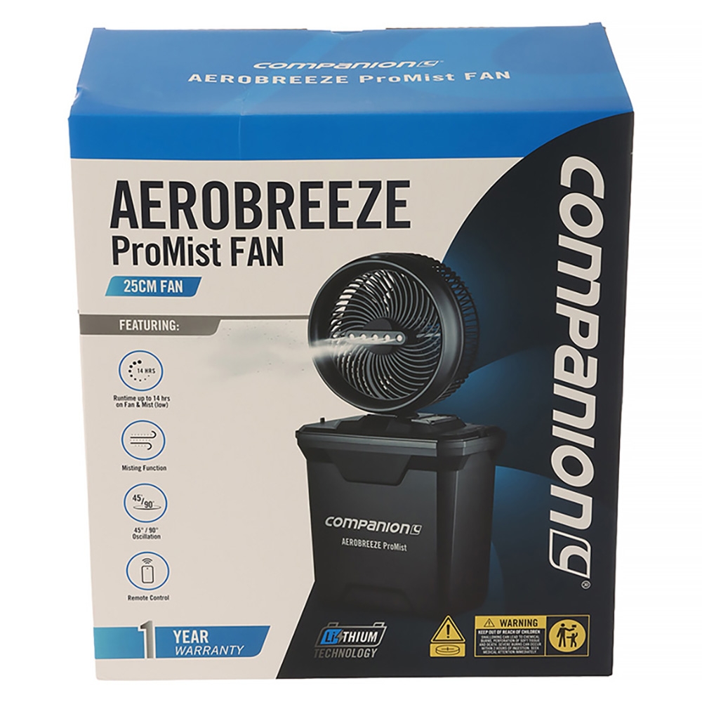 Companion Aerobreeze ProMist Oscillating Misting Fan 25cm