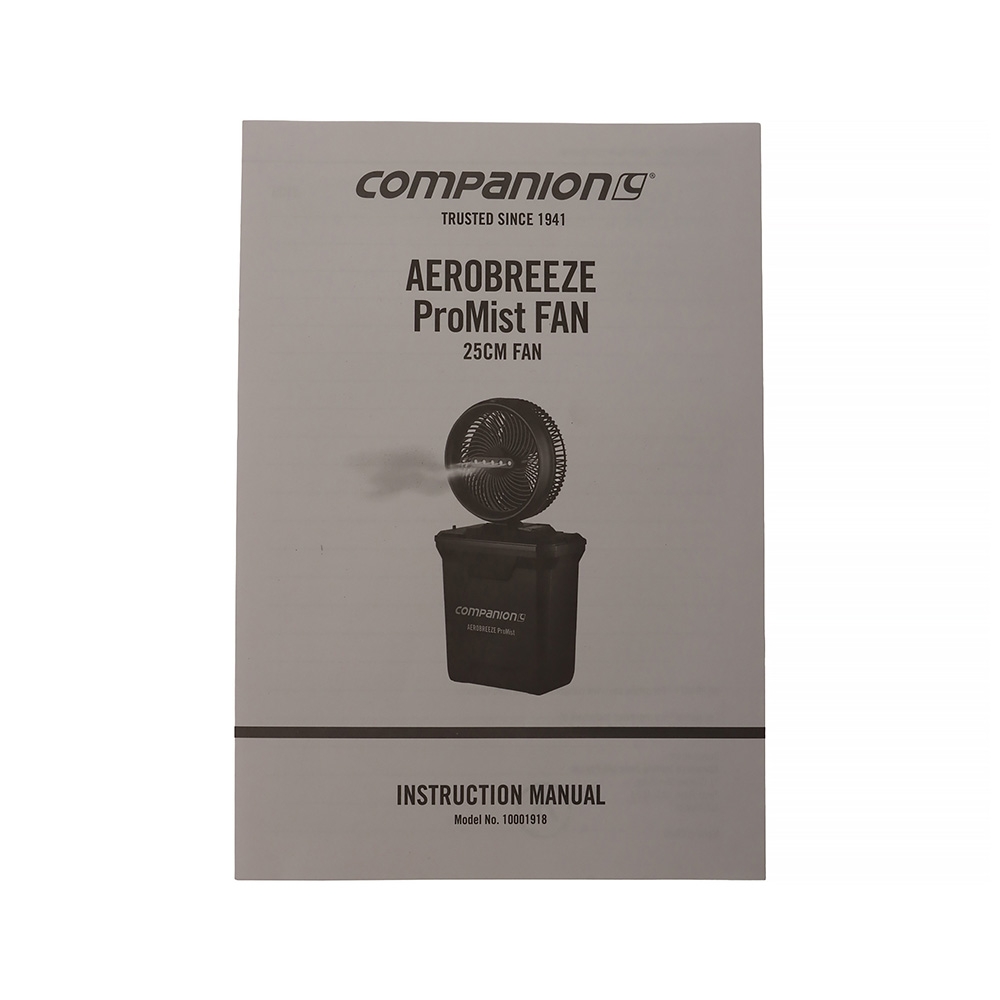 Companion Aerobreeze ProMist Oscillating Misting Fan 25cm