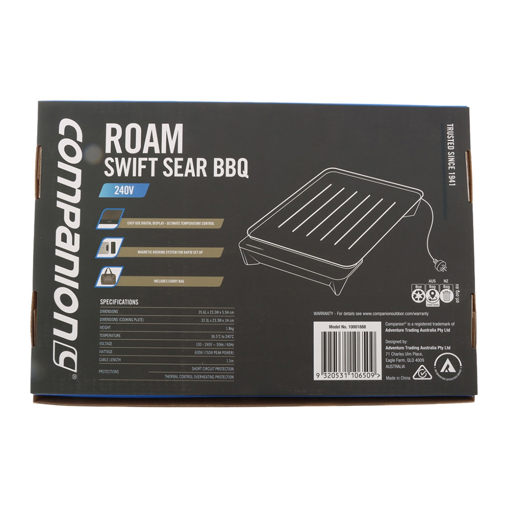 Companion Roam Swift Sear Electric BBQ Grill 240V 600W