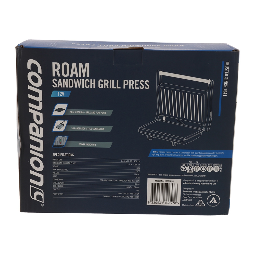 Companion Roam Sandwich Grill Press 12V