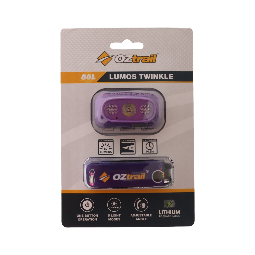 OZtrail Lumos Twinkle Kids Headlamp 80lm Purple