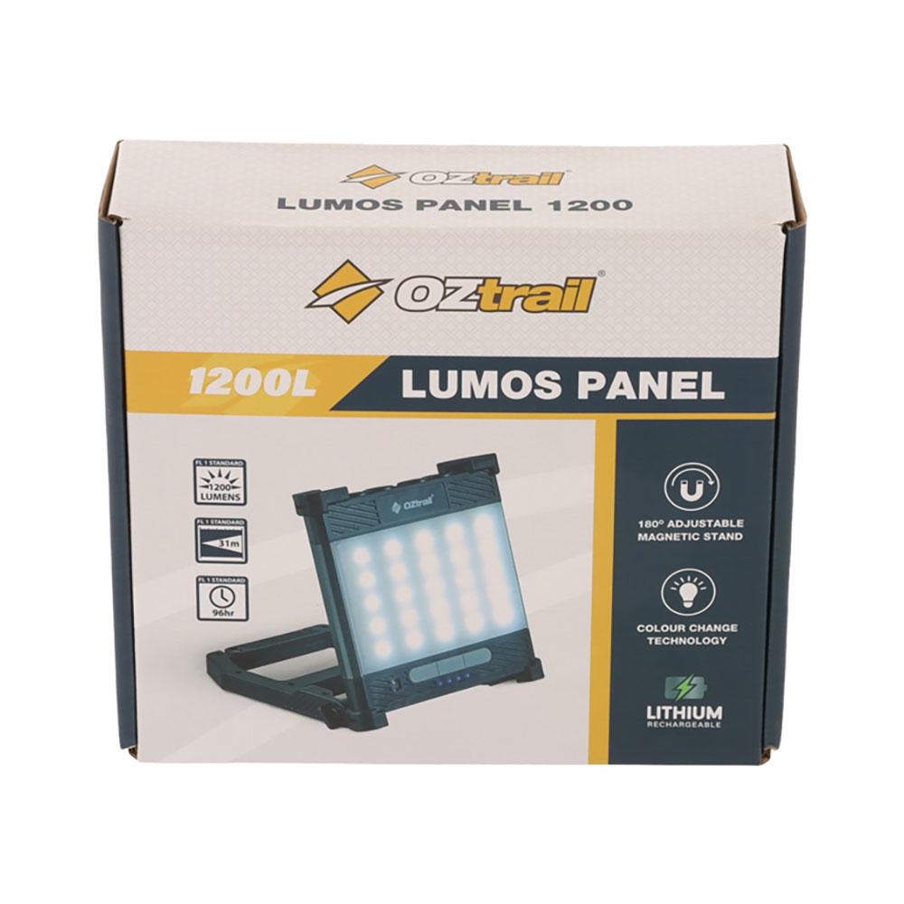 OZtrail Lumos Rechargeable LED Camping Panel Light with Magnetic Stand 1200lm