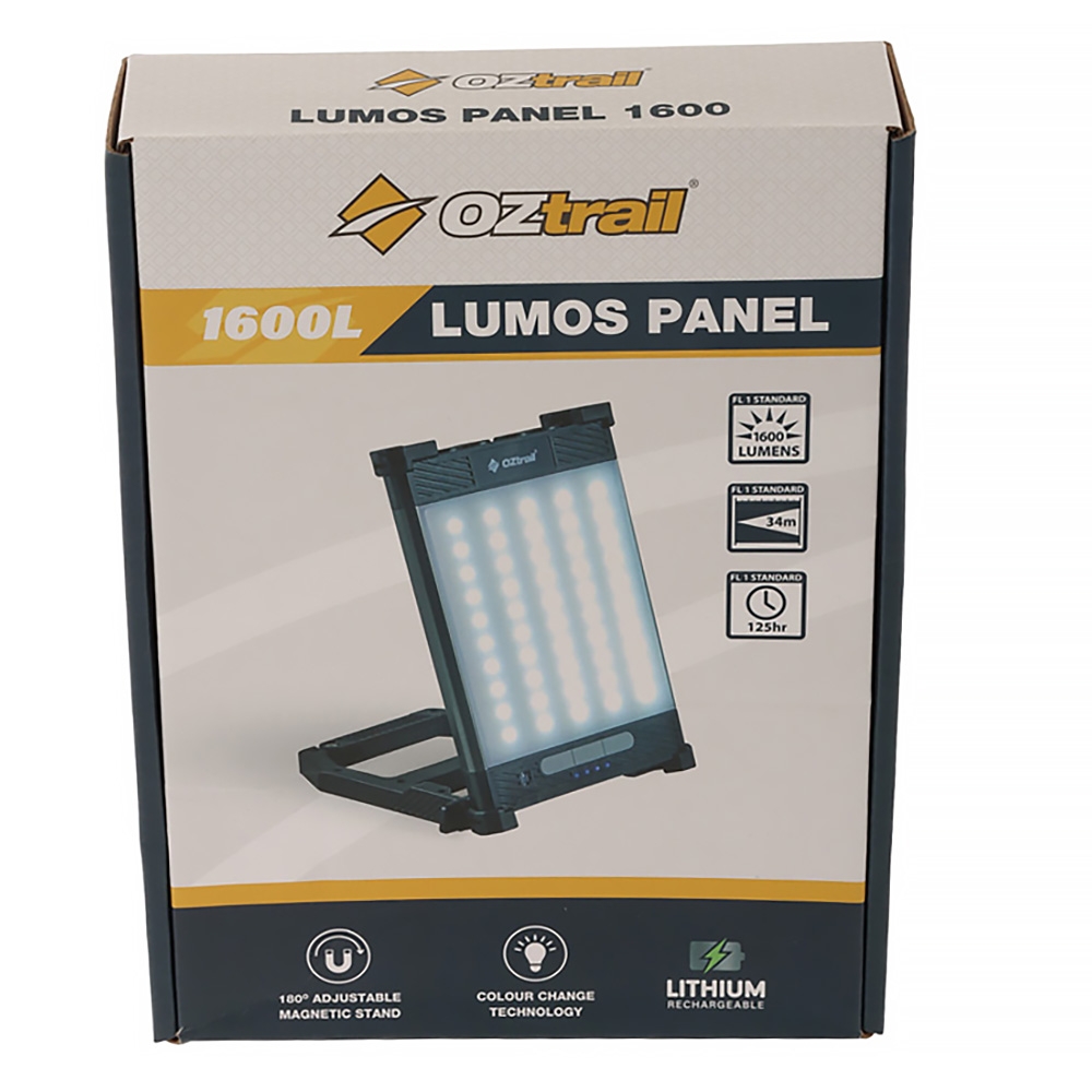 OZtrail Lumos Rechargeable LED Camping Panel Light with Magnetic Stand 1600lm