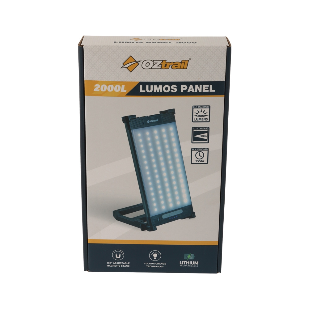 OZtrail Lumos Rechargeable LED Camping Panel Light with Magnetic Stand 2000lm