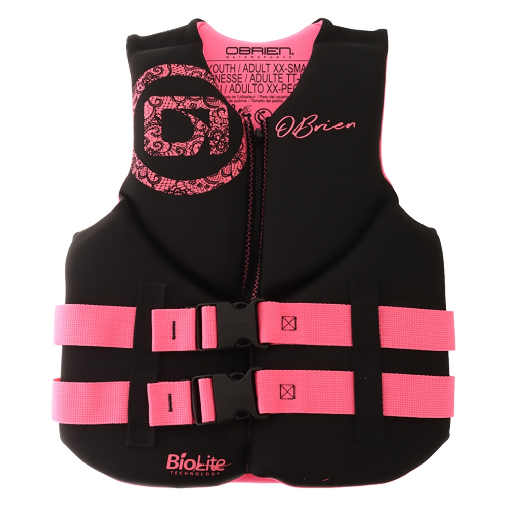 O'Brien Neoprene Junior Life Jacket Black/Pink Chest Size: 28-32in