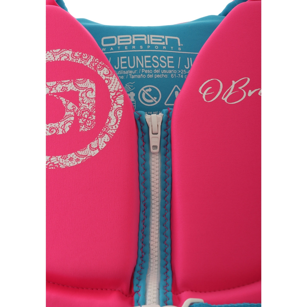 O'Brien Traditional Neoprene Youth Life Jacket Pink/Aqua 23-40kg