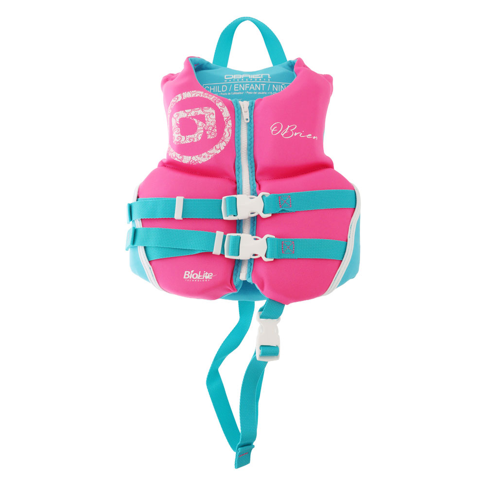 O'Brien Traditional Neoprene Child Life Jacket Pink/Aqua 14-22kg